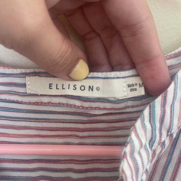 Ellison Striped Cotton Blend Blouse Size Medium - Picture 3 of 4